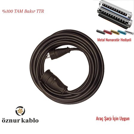 öznur 3x2.5 mm araç şarj uzatma kablosu - tüm araçlar için uyumlu -ttr tambakır - metal numaratör hediyeli 50 metre