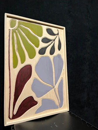 Cıgıl Wood Flowers Ahşap Bohem Tablo 62 x 41