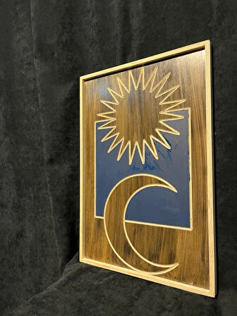 Cıgıl Wood Sun And Moon Ahşap Bohem Tablo 62 x 41