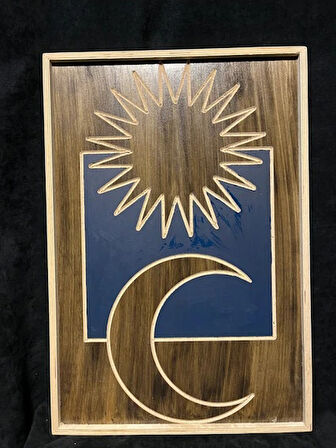 Cıgıl Wood Sun And Moon Ahşap Bohem Tablo 62 x 41