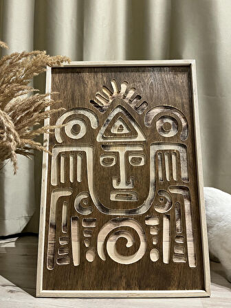 Cıgıl Wood Aztec Ahşap Bohem Tablo 62 x 41
