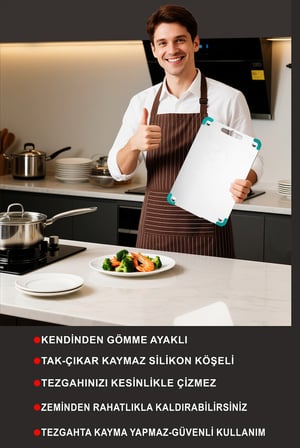 Home Paslanmaz Çelik Kesme Tahtası •büyük-küçük•gömme Ayaklı•304 Kalite• ®patentli•antibakteriyel