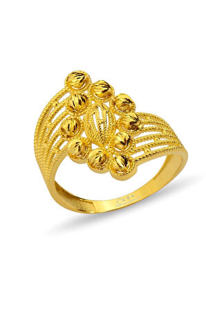 Dorika Toplu Yaldızlı Altın Yüzük