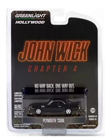 Greenlight John Wick Chapter 4 – 1970 Plymouth Cuda 1:64 Ölçekli Diecast Model Araba