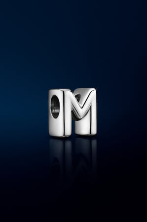 M harf charm 925 ayar gümüş