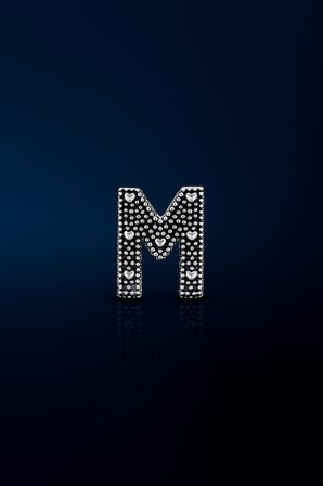 M harf charm 925 ayar gümüş