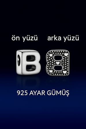 B harf charm 925 ayar gümüş