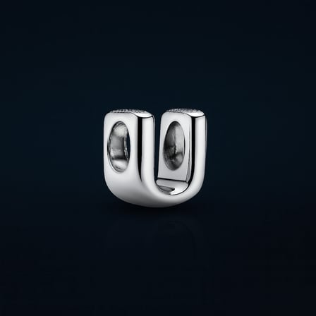 U harf charm 925 ayar gümüş