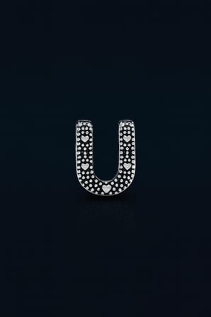 U harf charm 925 ayar gümüş