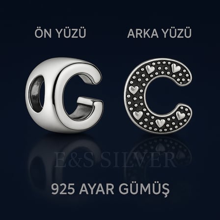 C harf charm 925 ayar gümüş