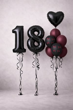 Bordo Kurdeleli Cherry Konsept Yaş Seçenekli Rakam Balonlu Doğum Günü Mini Balon Seti