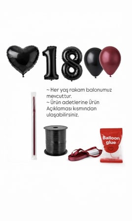 Bordo Kurdeleli Cherry Konsept Yaş Seçenekli Rakam Balonlu Doğum Günü Mini Balon Seti