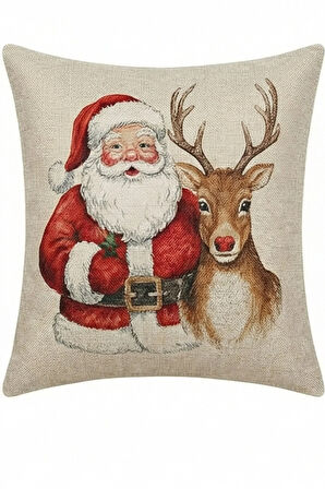 2026 Yeni yılbaşı Temalı 3'lü Keten Kırlent Seti ve El Yapımı 2'li Supla - Yılbaşı Konsepti