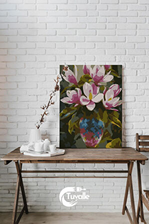 Çiçek Valsi Sayılarla Boyama Seti, Hobi Seti, 40X50 Tablo, Fırça Boya, Numaralı Tuval