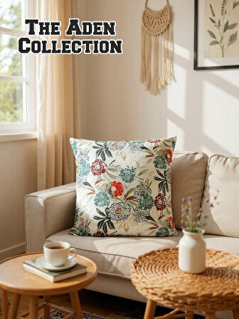 Çiçek Baskılı Kırlent Kılıfı