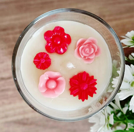 Çiçek Vanilya Kokulu Bardak Soya Mum - Doğum Günü - Sevgililer Günü - Anneler Günü - Babalar Günü - Aromaterapi