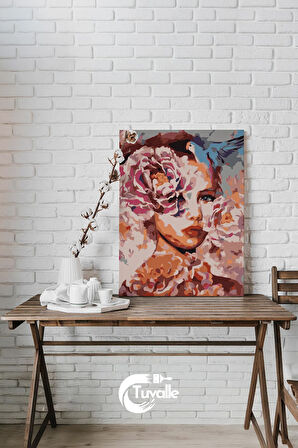 Çiçeklerin Gölgesinde Sayılarla Boyama Seti, Hobi Seti, 40X50 Tablo, Fırça Boya, Numaralı Tuval