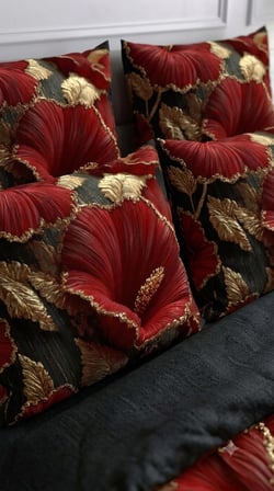 Özel Tasarım Marka 240*260 Cm Çift Kişilik Nevresim Takımı Organik Saten & Pamuk Luxury Ranforce Premium Kumaş Dokuma Çiçekli deluxe zambak sümbül orkide lotus lale papatya yonca siyah kırmızı beyaz