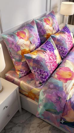Özel Tasarım Marka 240*260 Cm Çift Kişilik Nevresim Takımı Organik Saten & Pamuk Luxury Ranforce Premium Kumaş Dokuma Çiçekli deluxe zambak sümbül orkide lotus lale papatya yonca siyah kırmızı beyaz