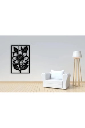 Çiçek Serisi Ahşap Duvar Sanatı , tablo , dekorasyon ürünleri 3 Parça Siyah Renk 50x76 cm