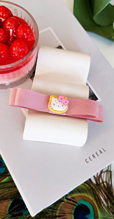 Hello Kitty Pembe Kurdele Fiyonk Çocuk Toka