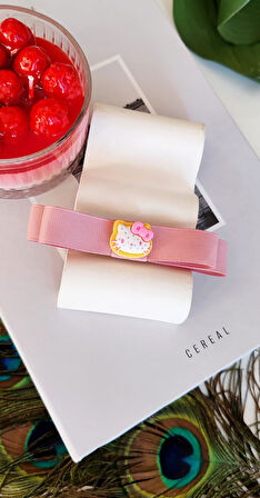 Hello Kitty Pembe Kurdele Fiyonk Çocuk Toka