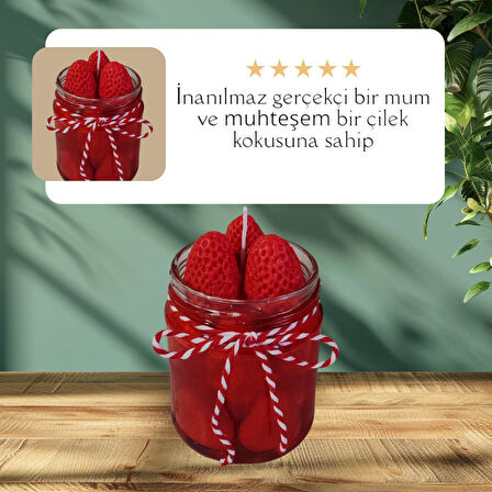 Çilek Kokulu Çilek Reçeli Dekoratif Mum (Doğal Soya Wax)