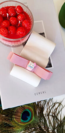 Hello Kitty Pembe Kurdele Fiyonk Çocuk Toka