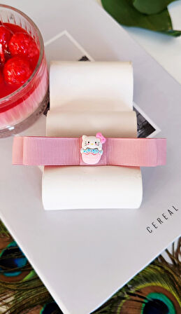 Hello Kitty Pembe Kurdele Fiyonk Çocuk Toka