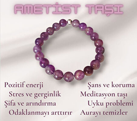 Ametist Taşlı Doğal Taş Bileklik