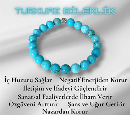 Turkuaz Doğal Taşlı Bileklik 8 MM