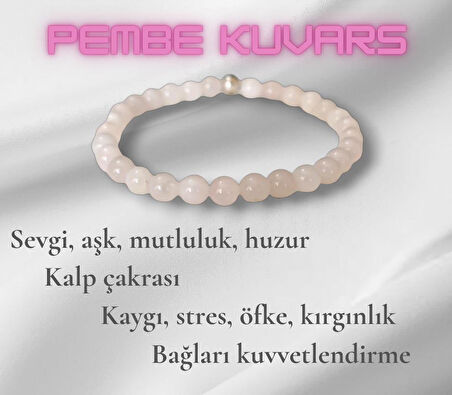 Pembe Kuvars Doğal Taşlı Bileklik 6 MM