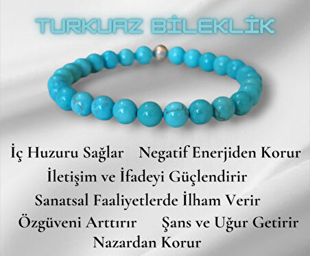 Turkuaz Doğal Taşlı Bileklik 6 MM