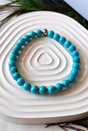 Turkuaz Doğal Taş Bileklik 6mm – Negatif Enerjiden Korur, İç Huzuru Artırır, Şans ve Uğur Getirir