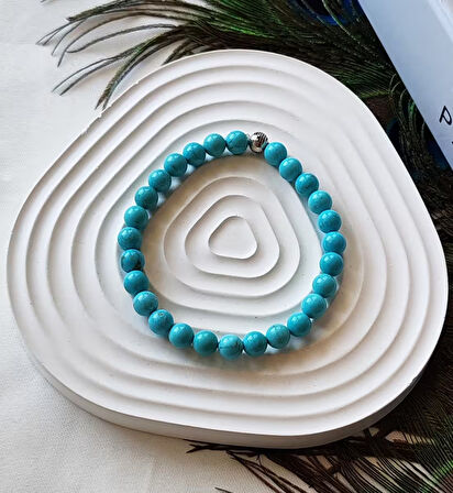 Turkuaz Doğal Taş Bileklik 6mm – Negatif Enerjiden Korur, İç Huzuru Artırır, Şans ve Uğur Getirir