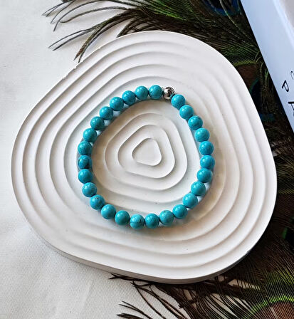 Turkuaz Doğal Taş Bileklik 6mm – Negatif Enerjiden Korur, İç Huzuru Artırır, Şans ve Uğur Getirir