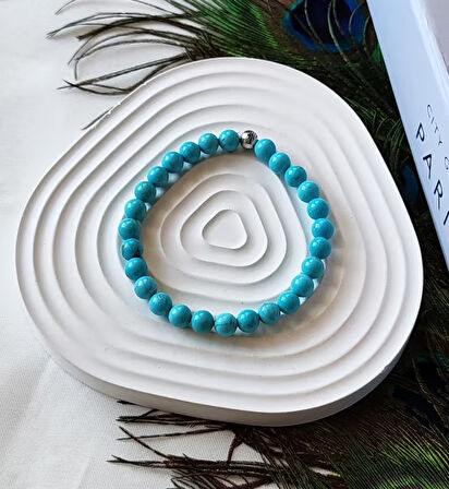 Turkuaz Doğal Taş Bileklik 6mm – Negatif Enerjiden Korur, İç Huzuru Artırır, Şans ve Uğur Getirir