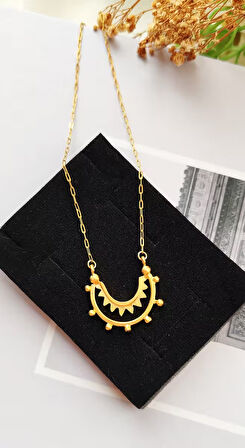 Doğan Güneş Figürlü Çelik Kadın Kolye