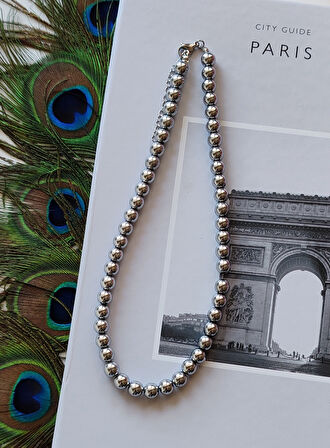 Gümüş Rengi Hematit Kadın Kolye