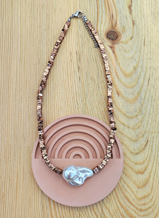 Yapay Barok İncili Lav Taşı Kadın Kolye