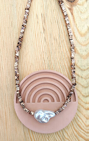 Yapay Barok İncili Lav Taşı Kadın Kolye