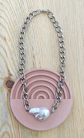 Yapay Barok İncili Choker Zincir Kolye