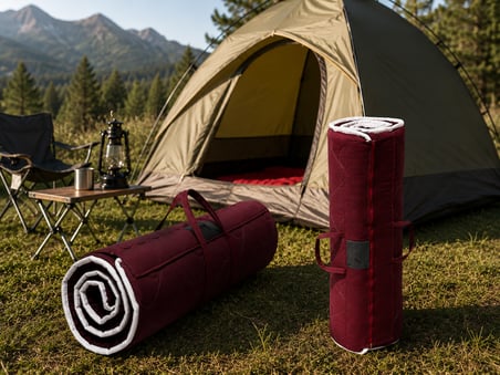 Zish Home FLEXI 5 cm Bordo Katlanır Kamp Yatağı | 24 DNS Orta Sert Sünger | Karavan ve Çadır İçin Taşınabilir Yatak | Yer Yatağı, Misafir Yatağı ve Anne Yanı