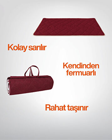 Bordo Taşınabilir Katlanır Yatak Karavan Kamp Yatağı Otel Misafir Anne Yanı Yer Yatağı