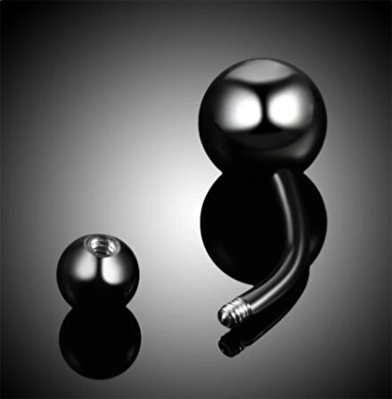 Begonia Accessories, 316L Cerrahi Çelik, Çift Top Göbek Piercing Black