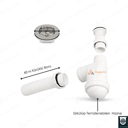 TASLI LÜKS SİFON – ÇİFT ÇAMAŞIR MAKİNESİ GİRİŞLİ, KOKU ÖNLEYİCİ