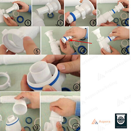 TASLI LÜKS SİFON – ÇİFT ÇAMAŞIR MAKİNESİ GİRİŞLİ, KOKU ÖNLEYİCİ