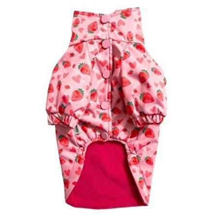 Gedyco Çilekli Polarlı Küçük Irk Köpek Yağmurluğu