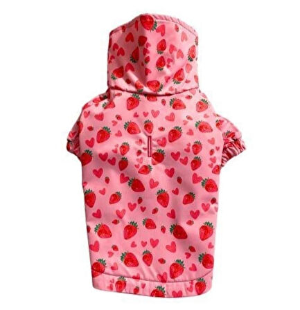 Gedyco Çilekli Polarlı Küçük Irk Köpek Yağmurluğu