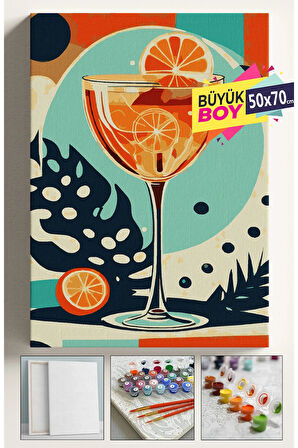 Sayılarla Boyama Seti Numaralı Tuval Fırça Boya Dahil Kasnaklı Set 50x70 Cm - CİN KOKTEYL